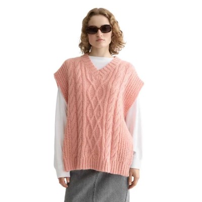 потник,дамски,пуловери,дамски,плетени,дрехи,scotch,&,soda,cable,stitch,spencer,knitted,vest,pink,(coral,almond)