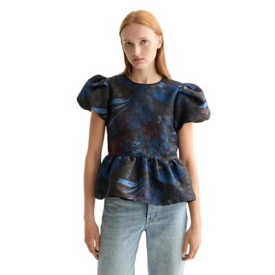 дамски,блузи,scotch,&,soda,cap,peplum,short,sleeve,blouse,blue,(pheasant)