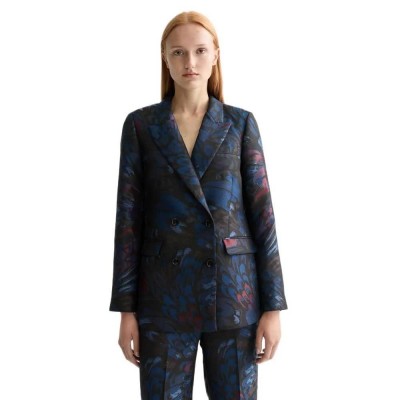 сако,дамски,сака,scotch,&,soda,double,breasted,jacquard,blazer,black,(pheasant)