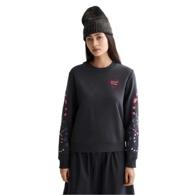 блуза,дамски,блузи,scotch,&,soda,embroidered,regular,fit,sweatshirt,charcoal,art,(black)