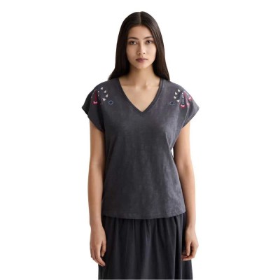 тениска,дамски,тениски,scotch,&,soda,embroidered,short,sleeve,v,neck,t,shirt,charcoal,art,(grey)