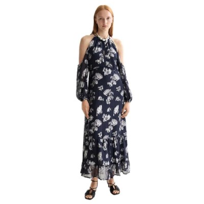 рокля,дамски,поли,и,рокли,scotch,&,soda,fil,coupe,open,shoulder,long,sleeve,long,dress,blue,(peacoat)