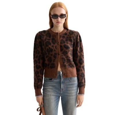 жилетка,дамски,пуловери,дамски,плетени,дрехи,scotch,&,soda,fuzzy,jacquard,cardigan,brown,(peace,leopard)