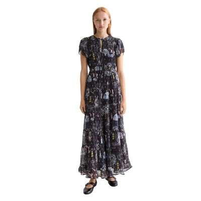 рокля,дамски,поли,и,рокли,scotch,&,soda,gathered,short,sleeve,long,dress,black,(black,mountain)