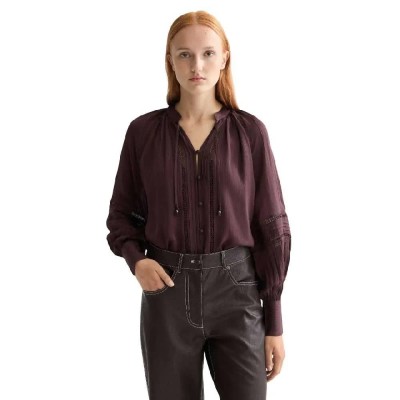 дамски,блузи,дамски,ризи,scotch,&,soda,lace,and,ties,long,sleeve,blouse,chocolate,plum