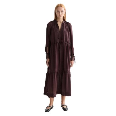 рокля,дамски,поли,и,рокли,scotch,&,soda,lace,details,long,sleeve,long,dress,chocolate,plum