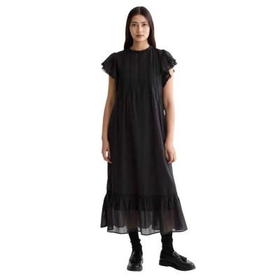 рокля,дамски,поли,и,рокли,scotch,&,soda,pleated,lace,short,sleeve,long,dress,meteorite,(black)