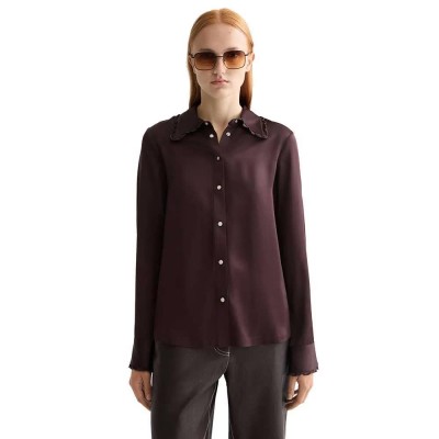 риза,с,дълъг,ръкав,дамски,блузи,дамски,ризи,scotch,&,soda,regular,fit,ruffle,long,sleeve,shirt,chocolate,plum