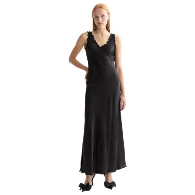 рокля,дамски,поли,и,рокли,scotch,&,soda,slip,ruffled,edges,sleeveless,long,dress,black,(meteorite)