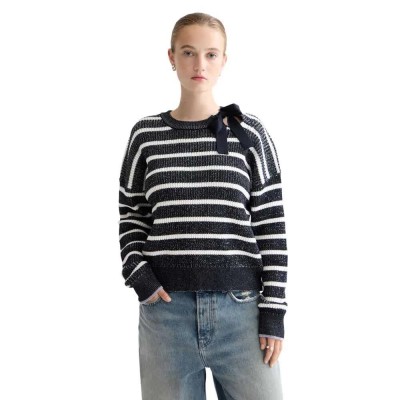 блуза,дамски,пуловери,дамски,плетени,дрехи,scotch,&,soda,stripe,tie,sweater,black,(sky,captain,stripe)