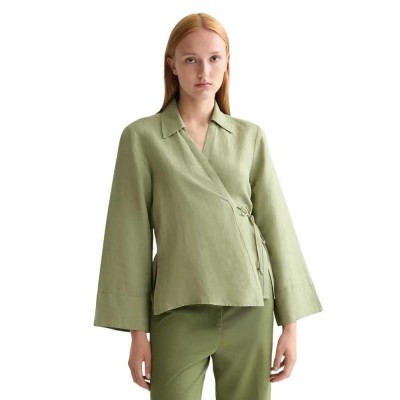 риза,с,дълъг,ръкав,дамски,блузи,дамски,ризи,scotch,&,soda,wrap,tie,closure,long,sleeve,shirt,green,(oil,green)