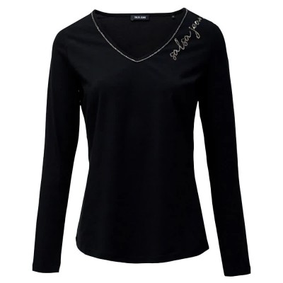 блуза,дамски,пуловери,дамски,плетени,дрехи,salsa,jeans,21010451,slim,fit,v,neck,sweater,black