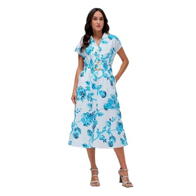 дънки,дамски,поли,и,рокли,salsa,jeans,floral,print,regular,fit,midi,dress,medium,blue,(white)