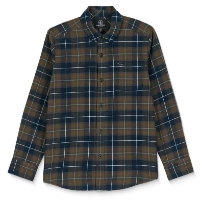 риза,с,дълъг,ръкав,детски,ризи,volcom,caden,plaid,long,sleeve,shirt,navy