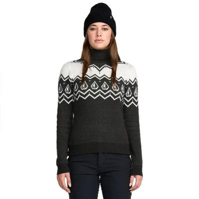 блуза,дамски,пуловери,дамски,плетени,дрехи,volcom,fireside,high,neck,sweater,black