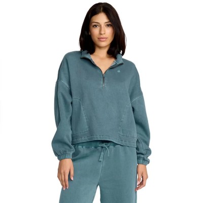 блуза,дамски,блузи,volcom,stone,soft,half,zip,sweatshirt,green,blue,(emerald,green)