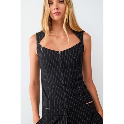 дамски,блузи,дамски,ризи,balmohk,stripes,zipper,sleeveless,blouse,black,black