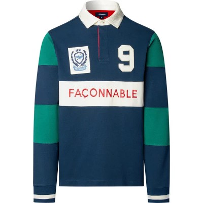 мъжки,блузи,с,яка,façonnable,rugby,patch,long,sleeve,polo,naval,blue,(blue)