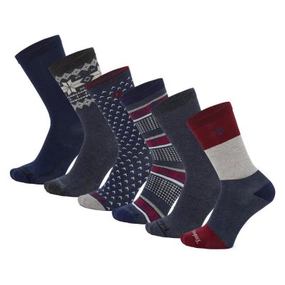 чорапи,мъжки,чорапи,timberland,giftable,crew,long,socks,6,pairs,multicolor,(navy,heather)