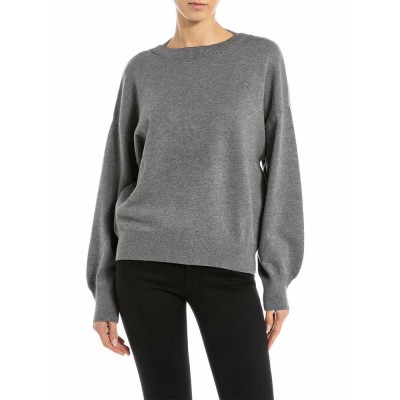 блуза,дамски,пуловери,дамски,плетени,дрехи,replay,dk3901.000.g23372,sweater,grey,(iron,melange)
