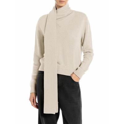 блуза,дамски,пуловери,дамски,плетени,дрехи,replay,dk3923.000.g22726,high,neck,sweater,winter,white,(beige)