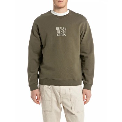 блуза,мъжки,пуловери,replay,m3179.000.21842,sweatshirt,green,(mud)