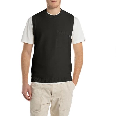 потник,мъжки,пуловери,replay,uk4864.000.g21280g,knitted,vest,black