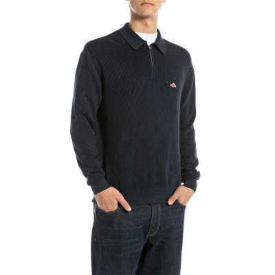 блуза,мъжки,пуловери,дамски,пуловери,replay,uk4867.000.g21280g,half,zip,sweater,blue,(blue)