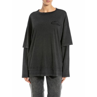 тениска,мъжки,тениски,дамски,тениски,replay,w3448.000.22658hm,long,sleeve,t,shirt,grey,(blackboard)
