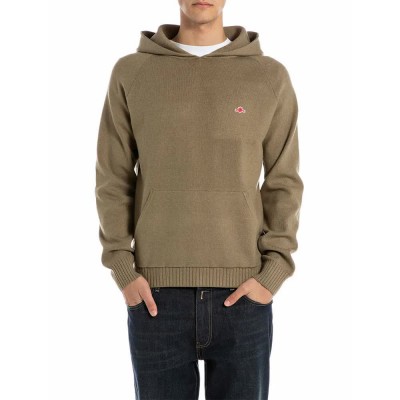 блуза,мъжки,пуловери,replay,uk4858.000.g23538,hoodie,sweater,sage,melange,(brown)