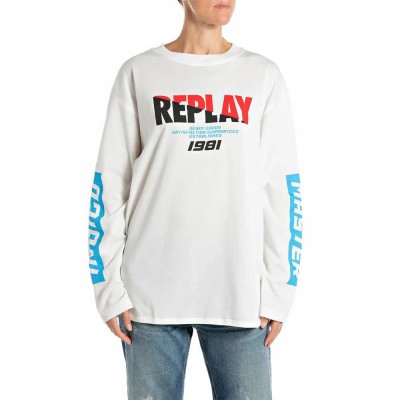 тениска,дамски,тениски,replay,w3450.000.23792p,long,sleeve,t,shirt,natural,white,(white)