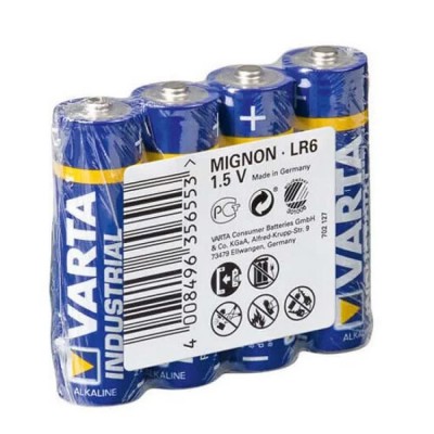батерии,varta,industrial,mignon,lr6,aa,alkaline,battery,1.5v,4,units,clear,(blue)