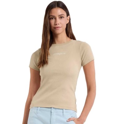 тениска,дамски,тениски,guess,jeans,w5ri57,ka0h1,slim,fit,short,sleeve,t,shirt,safari,tan,(beige)