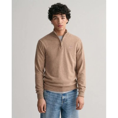 блуза,мъжки,пуловери,gant,superfine,lambswool,half,zip,sweater,refurbished,brown