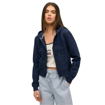 блуза,дамски,блузи,superdry,athletic,tonal,full,zip,sweatshirt,richest,navy,(blue)