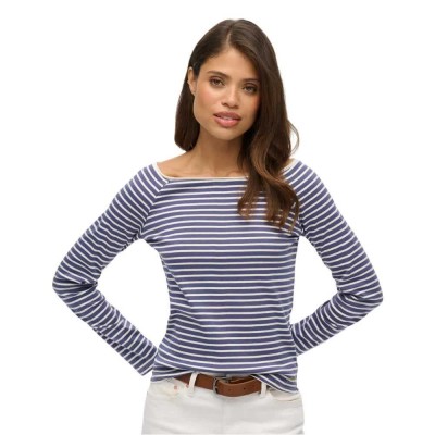 тениска,дамски,тениски,superdry,bardot,long,sleeve,t,shirt,purple,(mariner,navy,stripe)