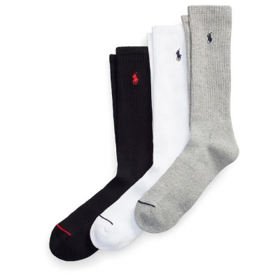 чорапи,мъжки,чорапи,polo,ralph,lauren,449799746,crew,socks,3,pairs,black,white,grey