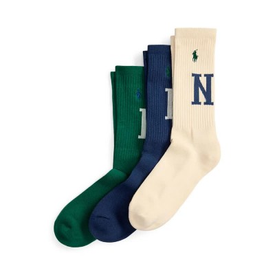 чорапи,мъжки,чорапи,polo,ralph,lauren,ny,crew,socks,3,pairs,green,navy,cream