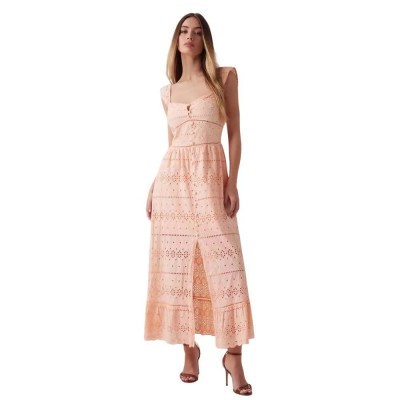 рокля,дамски,поли,и,рокли,guess,elvire,sleeveless,long,dress,peach,creme,multi,(orange)