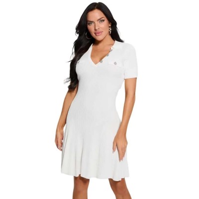 рокля,дамски,поли,и,рокли,guess,w5rk18z2u00,short,sleeve,short,dress,cream,white,(white)