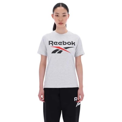 тениска,дамски,тениски,reebok,classics,wren,2,colour,logo,short,sleeve,t,shirt,silver,grey,marl