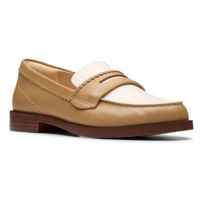 обувки,дамски,обувки,clarks,shoes,straven,edge,loafers,light,tan,combi,(brown)