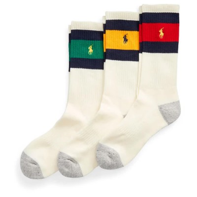 чорапи,мъжки,чорапи,polo,ralph,lauren,449858062,crew,socks,3,pairs,white,(white,red,yellow,green)