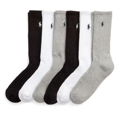 чорапи,мъжки,чорапи,polo,ralph,lauren,449950140,crew,socks,6,pairs,multicolor,(grey,black,white)