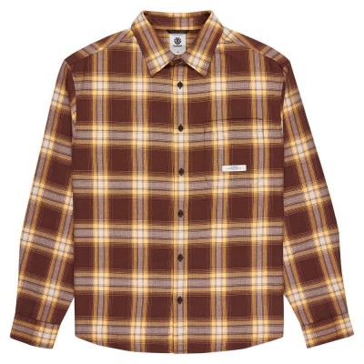 риза,с,дълъг,ръкав,мъжки,ризи,element,all,season,1pkt,lightweight,long,sleeve,shirt,java,cornsilk,plaid,(brown)