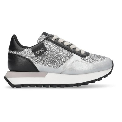 маратонки,дамски,маратонки,liu·jo,evelyn,915,trainers,laminated,glitter,silver,black,(grey)