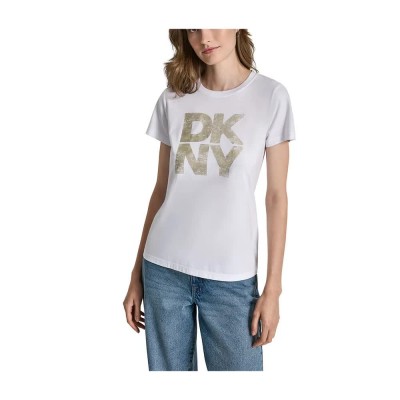 тениска,дамски,тениски,dkny,distressed,stac,t,shirt,white,(white,lt,gold,white)