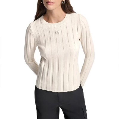 блуза,дамски,пуловери,дамски,плетени,дрехи,dkny,dw5800058,sweater,eggnog,white,(white)
