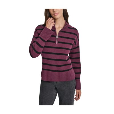 блуза,дамски,пуловери,дамски,плетени,дрехи,dkny,dw7000584,half,zip,sweater,purple,(syrah,black,red)