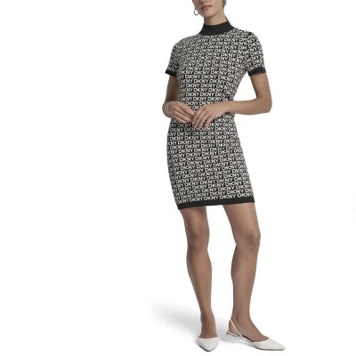 рокля,дамски,поли,и,рокли,dkny,logo,jacquard,ballet,dress,black,eggnog,black,(grey)